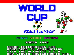 World Cup Italia 90 title screen for Sega Master System